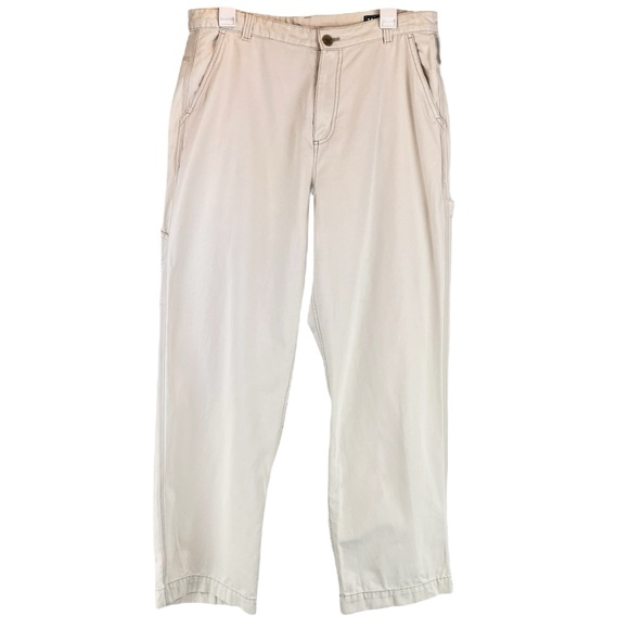 Gap Carpenter Utility Pants Cream Tan High Rise Wide Straight Leg Cream Sz 14 - Picture 1 of 11